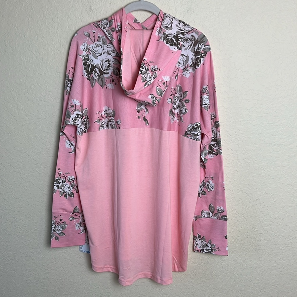 LuLaRoe Breast Cancer Lightweight Amber Hoodie Sz XL - Picture 2 of 7